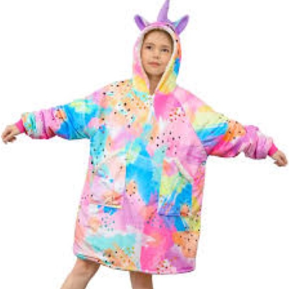 Unicorn Rainbow kids Comfy Wearable Blanket